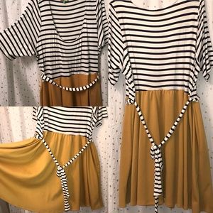 MODCLOTH Fervour Striped Dress - mustard 3x